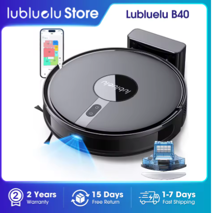 Lubluelu B40 Robot Vacuum and Mop Cleaner, 6000Pa Strong Suction, 180 Mins Long Runtime, APP Control Smart Mapping, 34 No-Go Zon